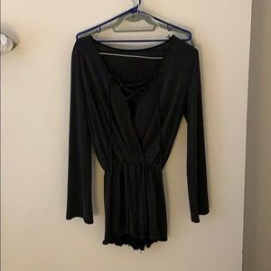 Front Tie long sleeve Romper